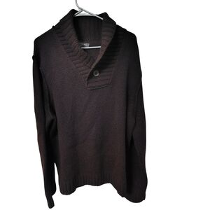 Banana Republic Men's Size XL 100% Wool Shawl Collar Sweater Brown